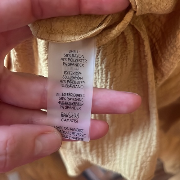 Calvin Klein V Neck Dress Midi Ochre Peasant Women's size 8 - Picture 9 of 12